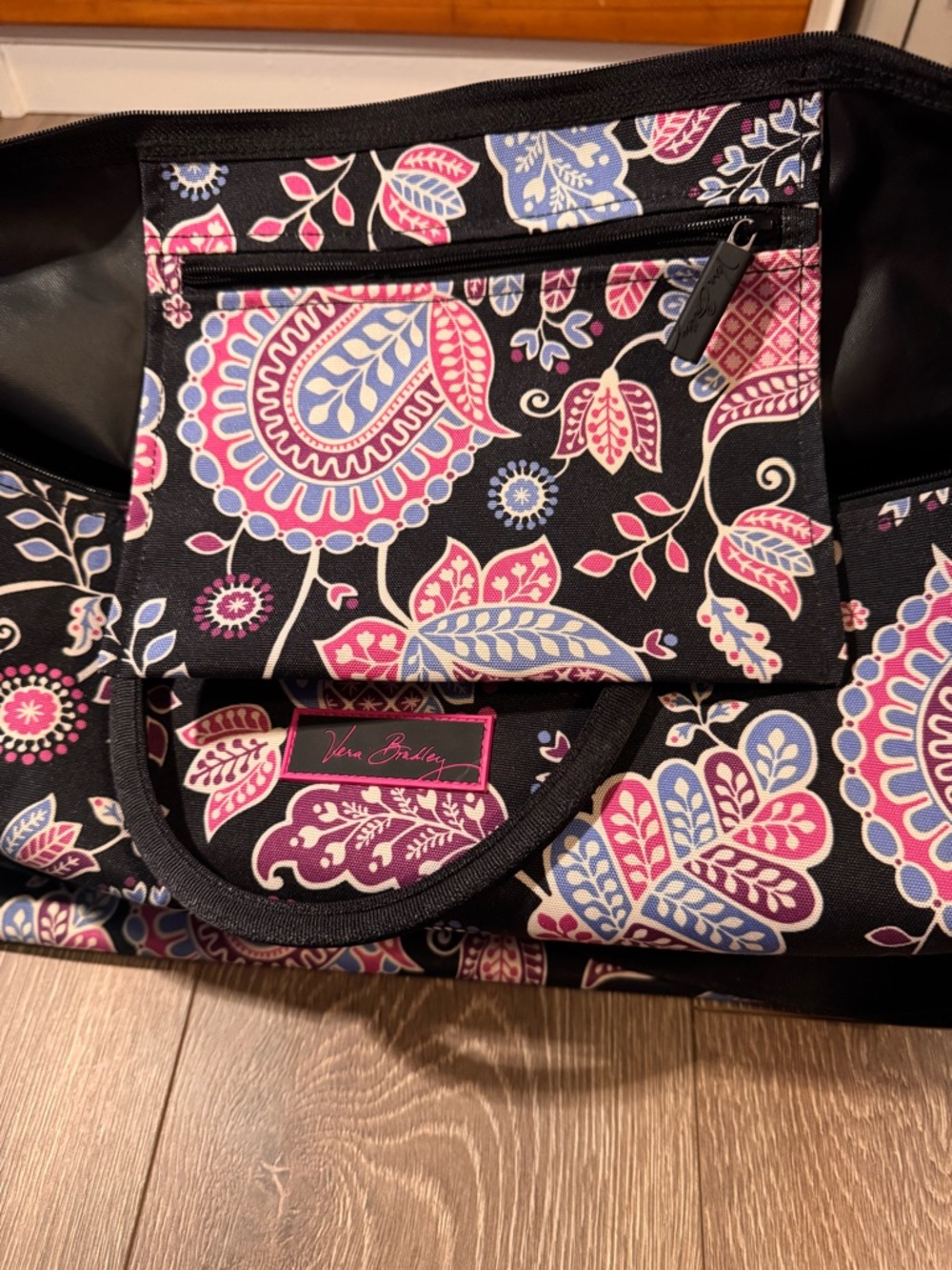 Vera Bradley Black Paisley Tote with Pink & Blue Accents - Picture 4 of 7